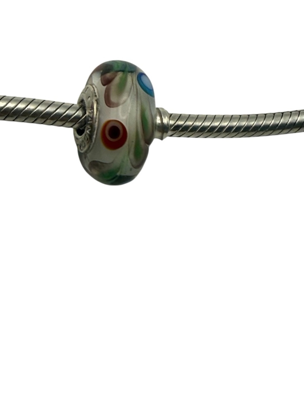 Pandora Folklore Murano Glass Charm Multicolor Dots Retired 925 Silver Core